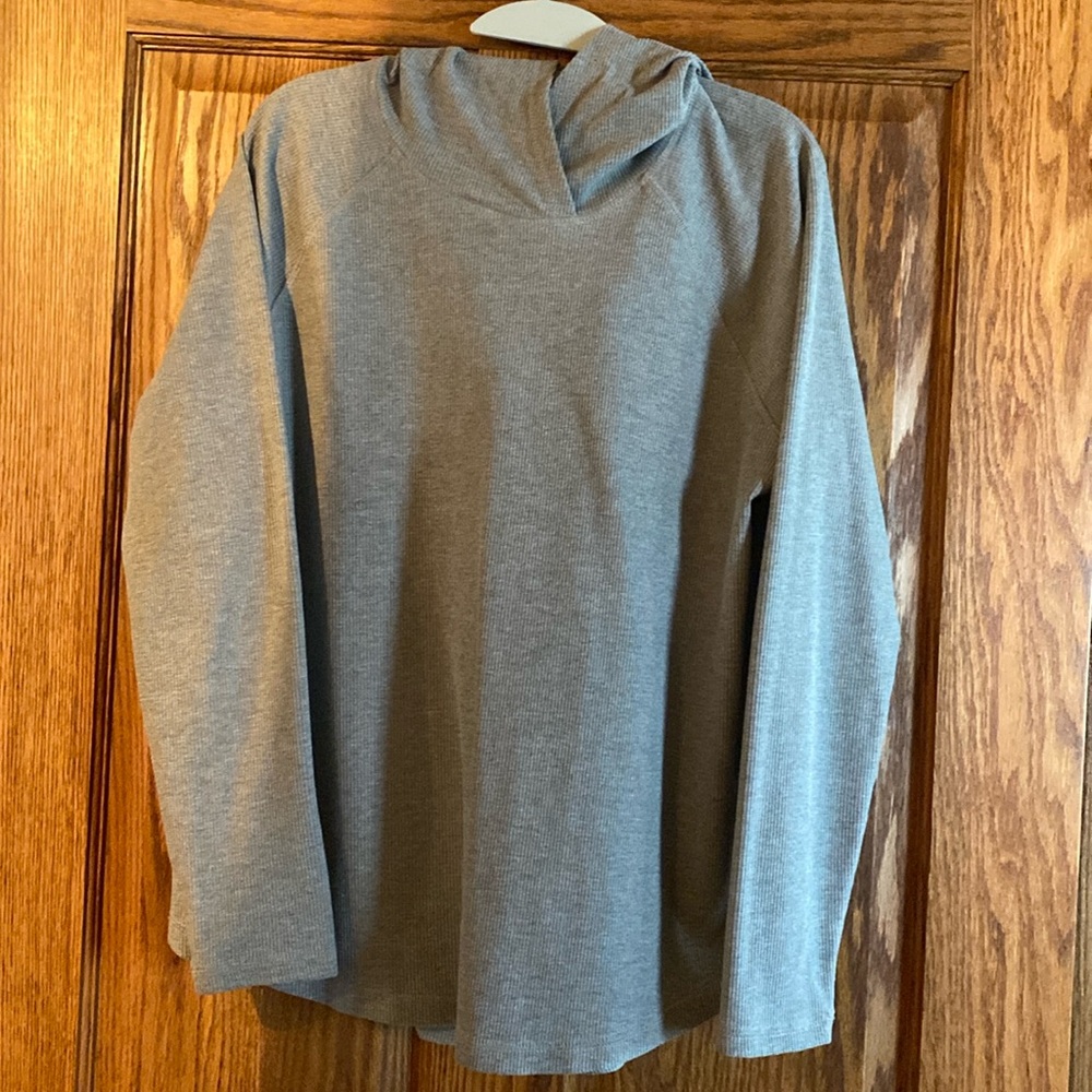 Eddie Bauer thermal long sleeved gray hooded top size XL